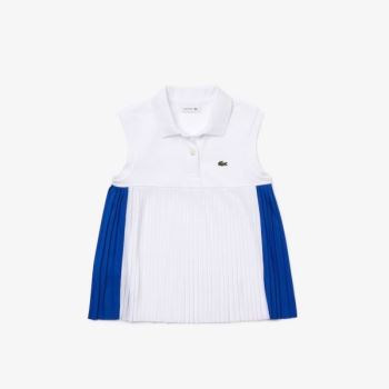 Lacoste Pleated Cotton Polo Dětské - Polo Blankyt / Bílé | CZ-jAQ7wS